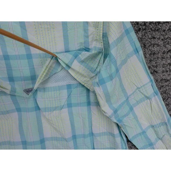 Columbia PFG Shirt Womens Medium White Blue Plaid Super Bahama Fishing Outdoor - Picture 15 of 15
